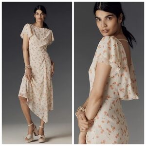 Anthropologie AFRM Vittoria Boat-Neck Ruched Maxi Dress